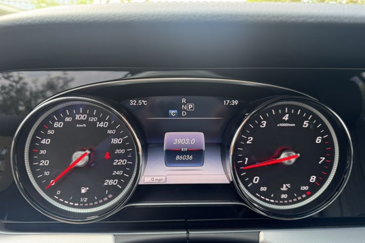 Used Mercedes-Benz E-Class 2017 E 200 Coupe Odometer Close Up