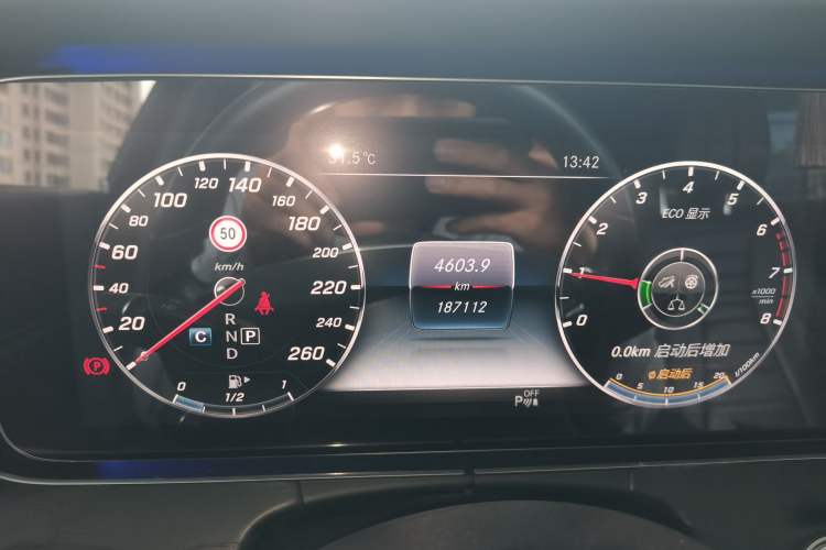 Used Mercedes-Benz E-Class 2017 E 300 L Sporty and Stylish Model Odometer Close Up