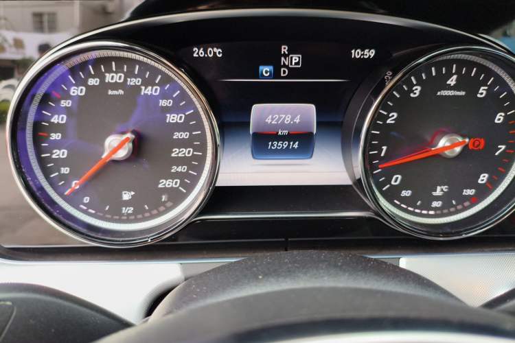 Used Mercedes-Benz E-Class 2017 E 200 4MATIC Coupe Odometer Close Up