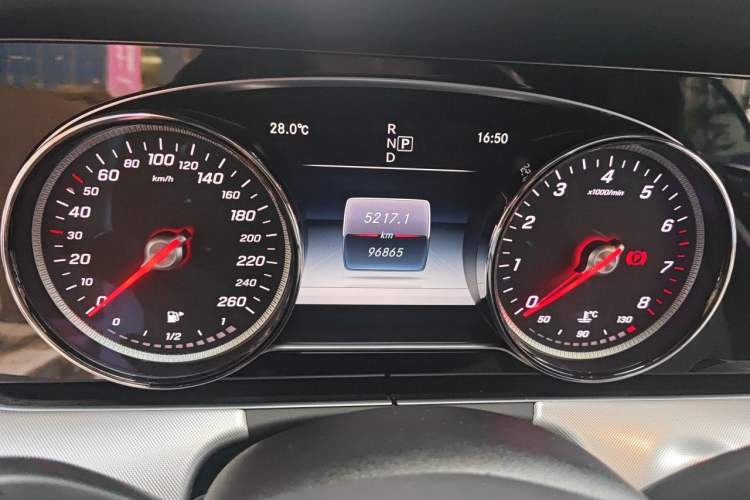 Used Mercedes-Benz E-Class 2017 E 200 4MATIC Coupe Odometer Close Up