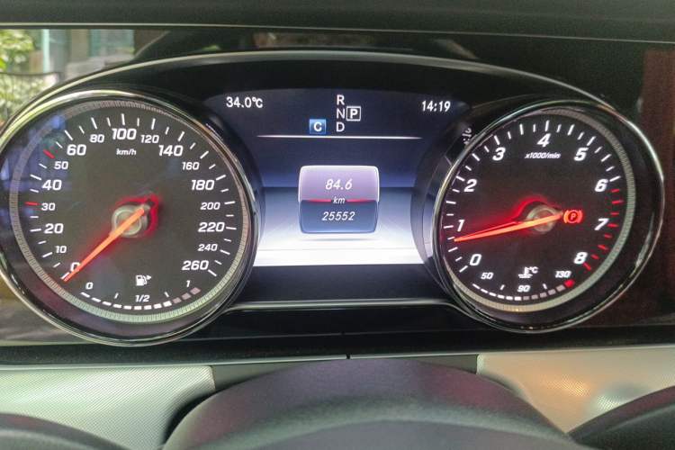 Used Mercedes-Benz E-Class 2017 E 200 Coupe Odometer Close Up