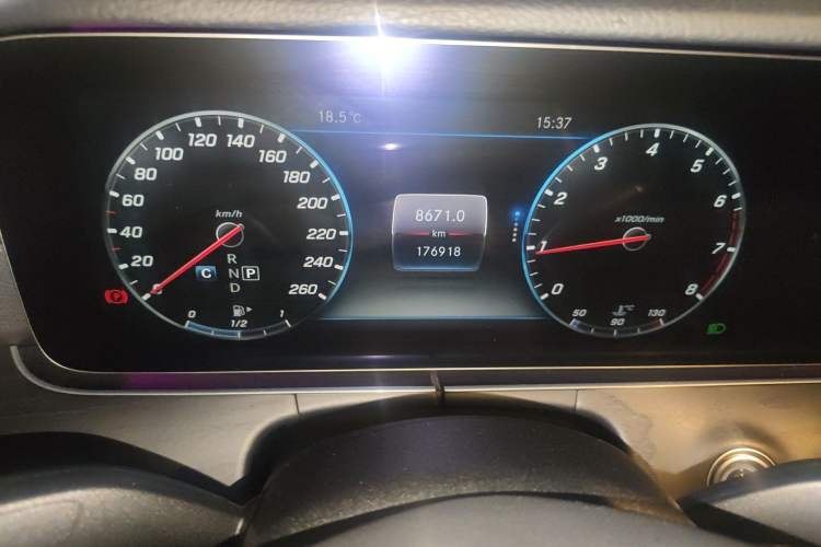 Used Mercedes-Benz E-Class 2018 E 300 L Sporty and Stylish Model Odometer Close Up
