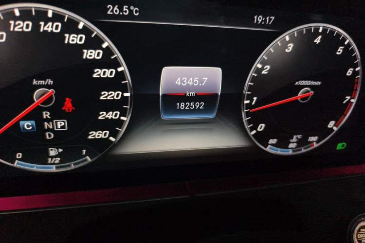 Used Mercedes-Benz E-Class 2018 E 300 L Sporty and Stylish Model Odometer Close Up