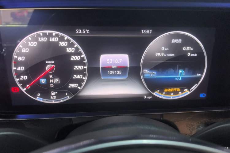 Used Mercedes-Benz E-Class 2018 E 300 L Sporty and Stylish Model Odometer Close Up