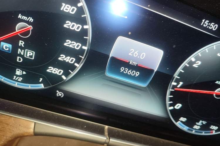 Used Mercedes-Benz E-Class 2019 E 300 L Luxury Model Odometer Close Up