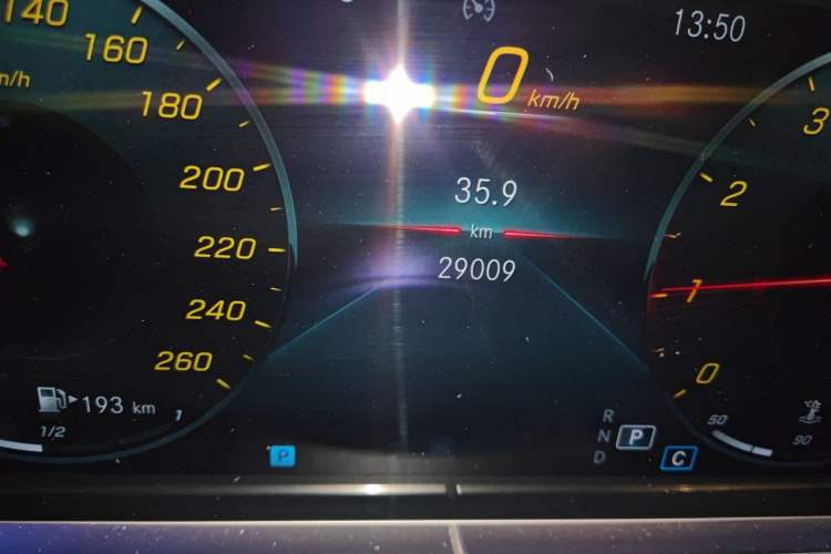 Used Mercedes-Benz E-Class 2021 E 300 L Sporty and Stylish Model Odometer Close Up