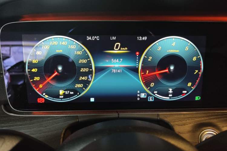 Used Mercedes-Benz E-Class 2021 E 300 L Sporty and Stylish Model Odometer Close Up