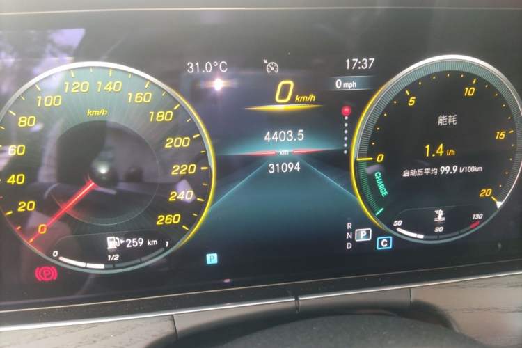 Used Mercedes-Benz E-Class 2021 E 300 L Sporty and Stylish Model Odometer Close Up