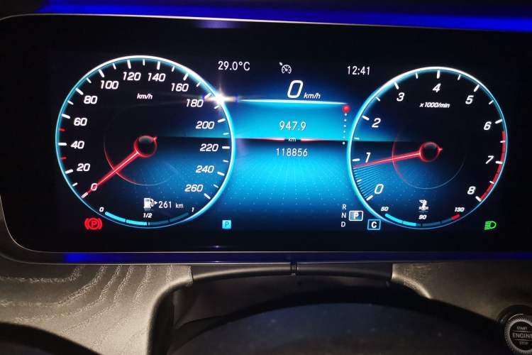 Used Mercedes-Benz E-Class 2021 E 300 L Sporty and Stylish Model Odometer Close Up