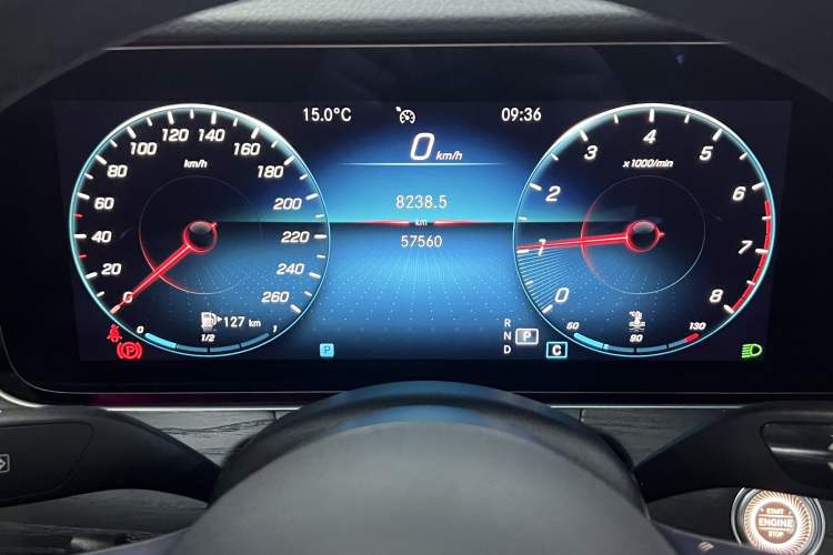 Used Mercedes-Benz E-Class 2021 E 300 L Sporty and Stylish Model Odometer Close Up