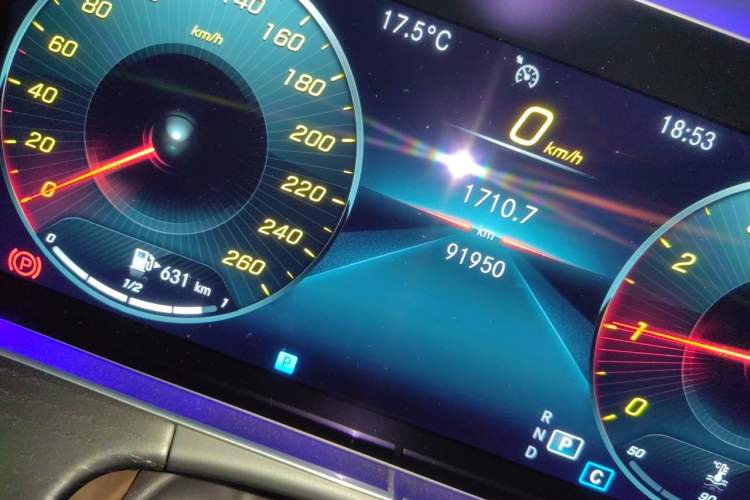 Used Mercedes-Benz E-Class 2021 E 300 L Sporty and Stylish Model Odometer Close Up