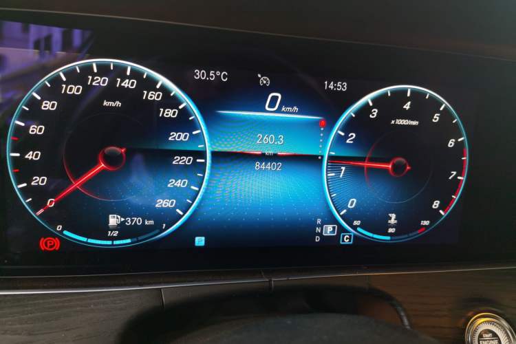 Used Mercedes-Benz E-Class 2021 E 300 L Sporty and Stylish Model Odometer Close Up