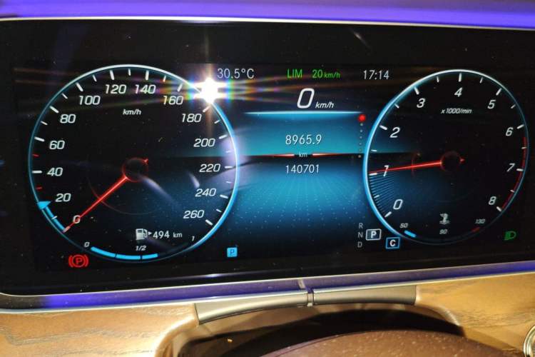 Used Mercedes-Benz E-Class 2021 E 300 L Stylish Model Odometer Close Up