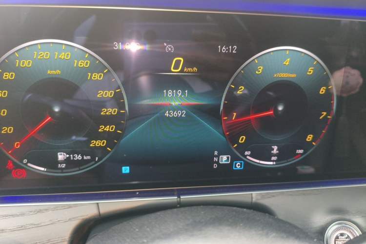 Used Mercedes-Benz E-Class 2021 E 300 L Sporty and Stylish Model Odometer Close Up