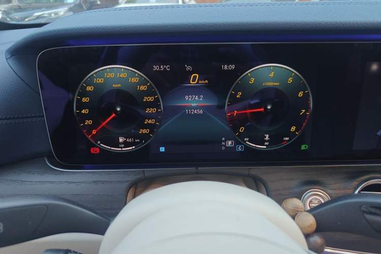 Used Mercedes-Benz E-Class 2021 E 300 L Sporty and Stylish Model Odometer Close Up