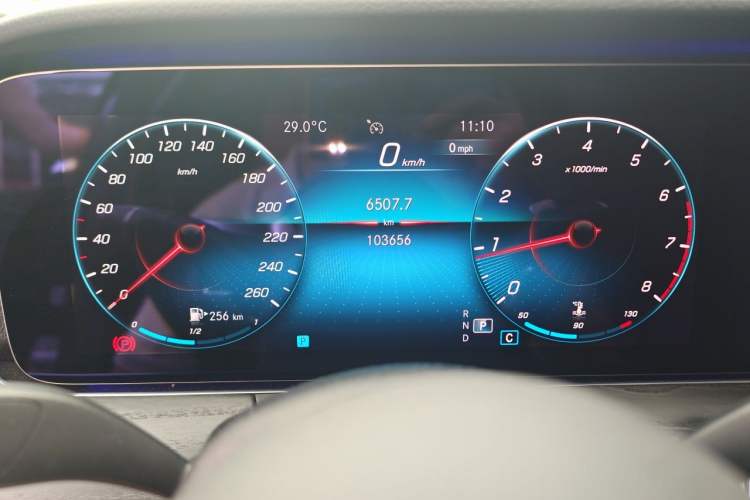Used Mercedes-Benz E-Class 2021 E 300 L Sporty and Stylish Model Odometer Close Up