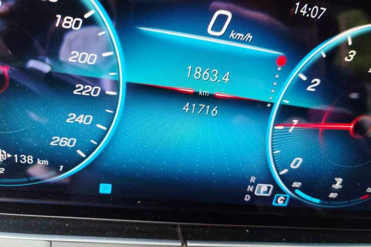 Used Mercedes-Benz E-Class 2021 E 300 L Sporty and Stylish Model Odometer Close Up