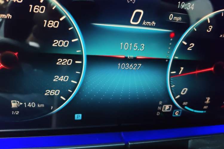 Used Mercedes-Benz E-Class 2021 E 300 L Sporty and Stylish Model Odometer Close Up