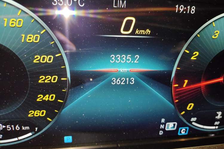 Used Mercedes-Benz E-Class 2021 E 300 L Sporty and Stylish Model Odometer Close Up