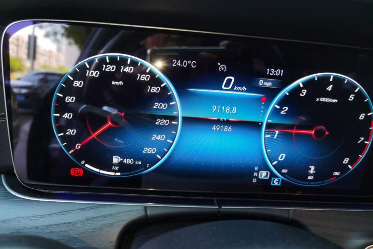 Used Mercedes-Benz E-Class 2022 E 300 L Sporty and Stylish Model Odometer Close Up