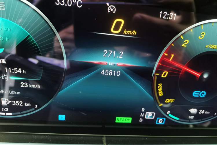 Used Mercedes-Benz E-Class New Energy 2021 E 350 e L Plug-in Hybrid Sports Sedan Odometer Close Up