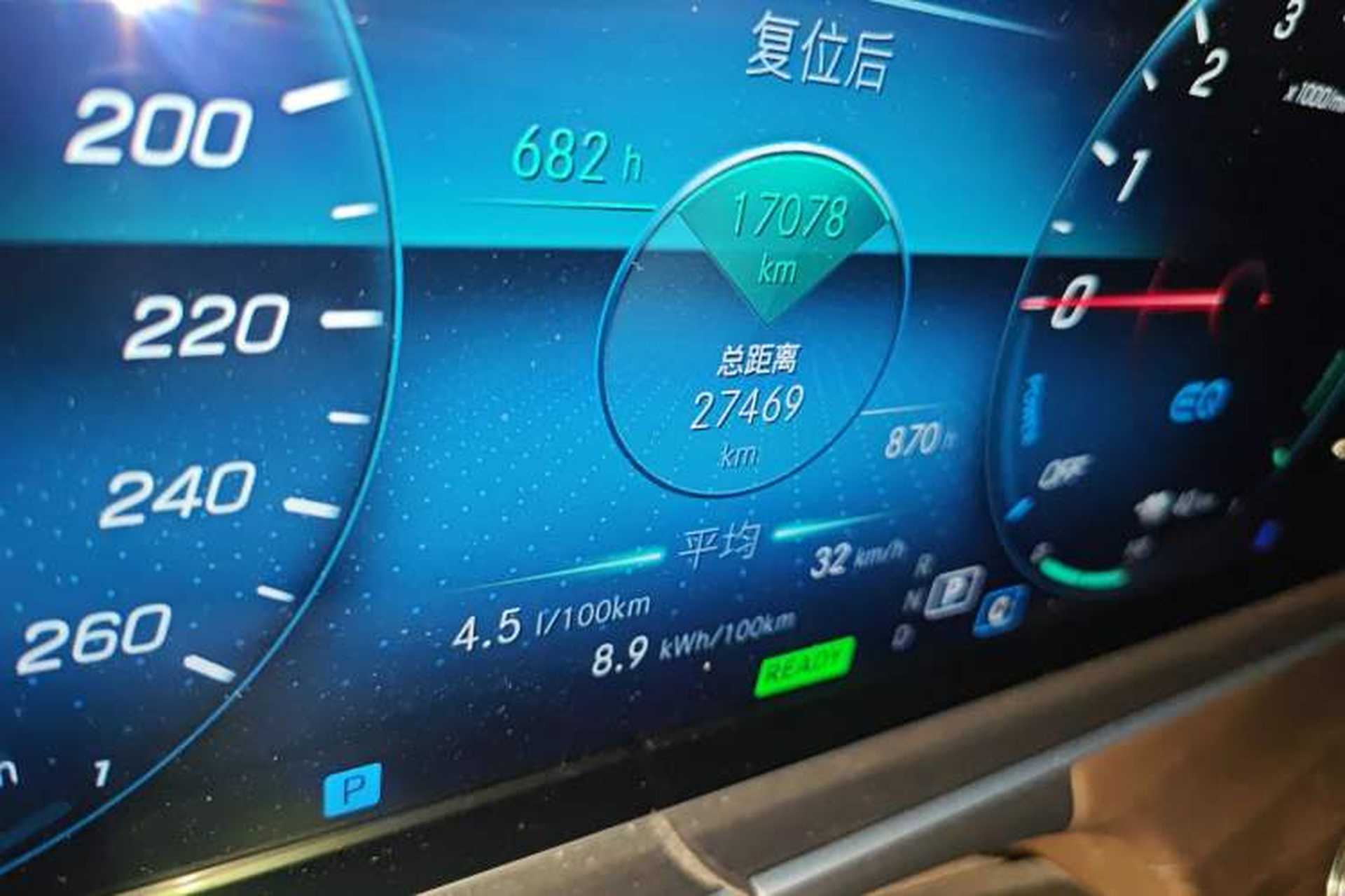 Used Mercedes-Benz E-Class New Energy 2022 Restyled E 350 e L Plug-in Hybrid Sedan Odometer Close Up