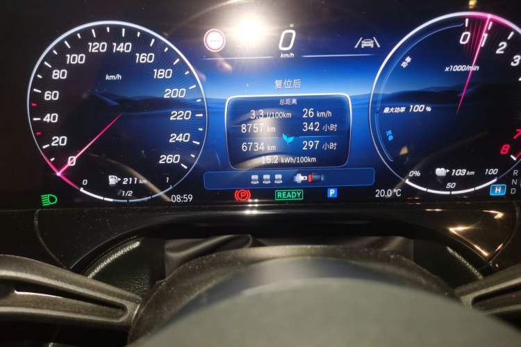 Used Mercedes-Benz E-Class New Energy 2024 E 350 e L Plug-in Hybrid Sports Sedan Odometer Close Up