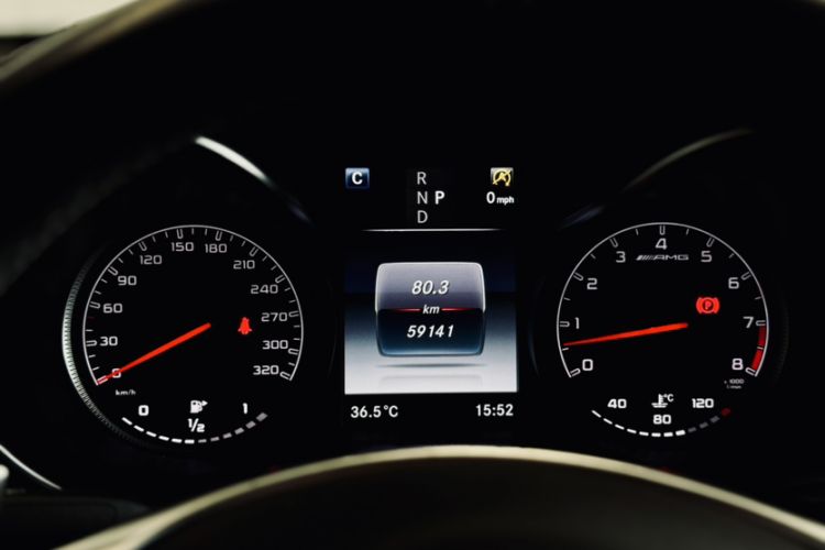 Used Mercedes-Benz GLC Coupe AMG 2018 AMG GLC 63 4MATIC+ Coupe SUV Odometer Close Up