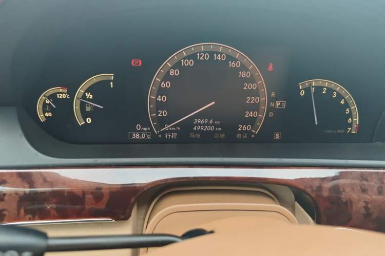 Used Mercedes-Benz S-Class 2008 S 350 L Luxury Model Odometer Close Up