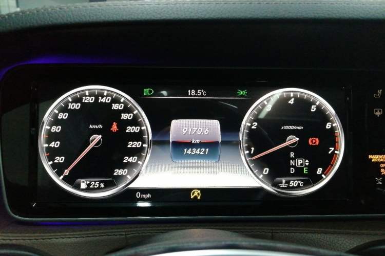 Used Mercedes-Benz S-Class 2016 S 320 L Business Model Odometer Close Up
