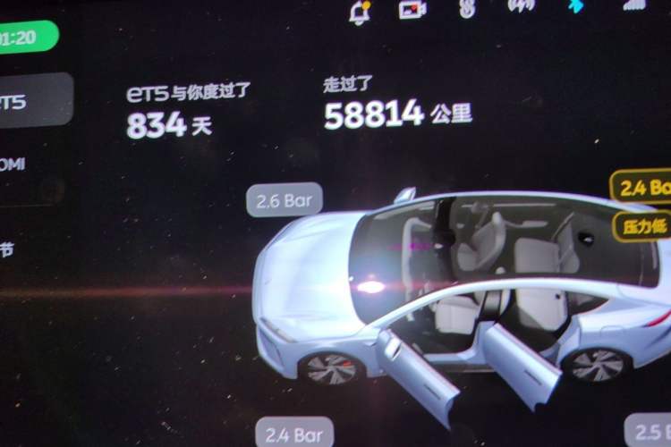 Used Nio ET5 2022 75 kWh Odometer Close Up