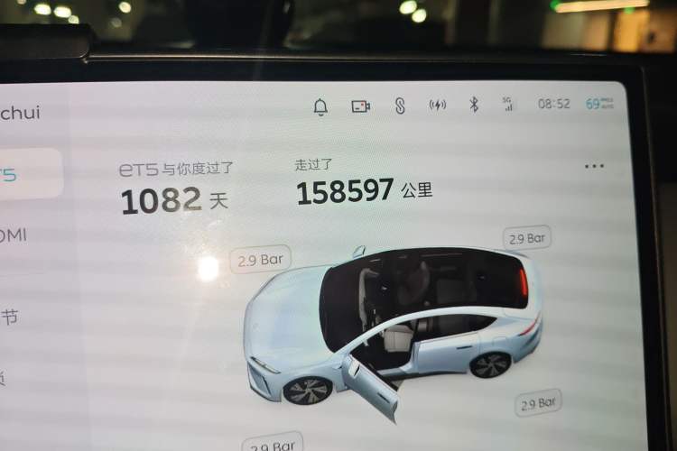 Used Nio ET5 2022 75 kWh Odometer Close Up