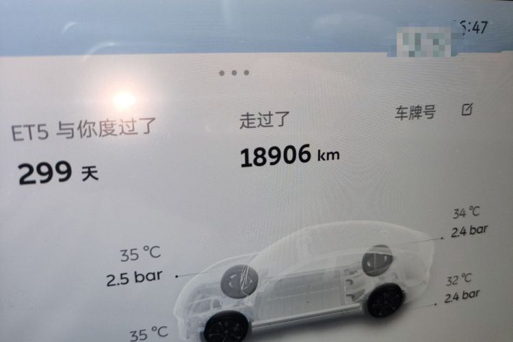Used Nio ET5 2025 75 kWh Odometer Close Up