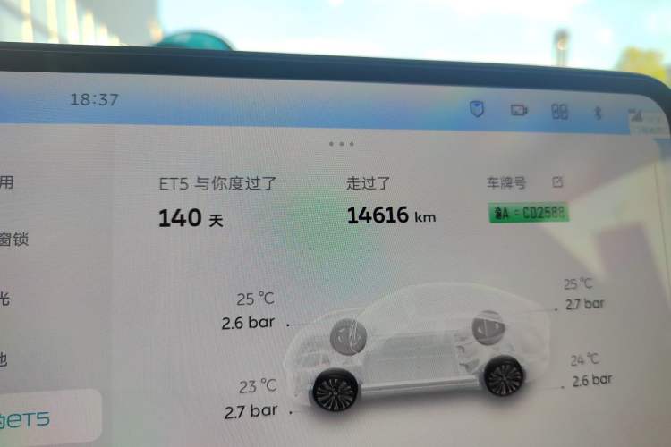 Used Nio ET5 2025 75 kWh Odometer Close Up