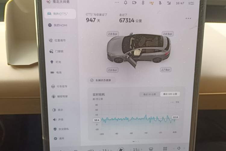 Used Nio ET5T 2023 75 kWh Touring Instrument Cluster