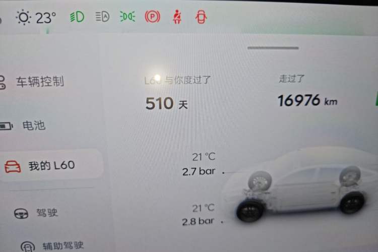 Used ONVO L60 2024 60 kWh Rear-Drive Version Odometer Close Up