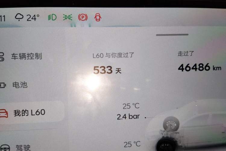 Used ONVO L60 2024 60 kWh All-Wheel Drive Odometer Close Up