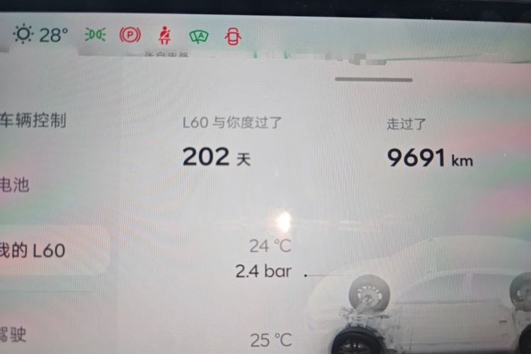 Used ONVO L60 2025 Model—60 kWh Rear-Wheel-Drive Version Odometer Close Up