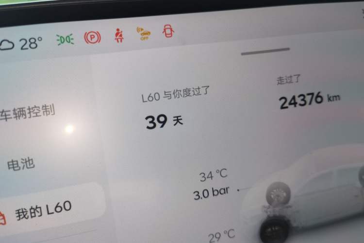 Used ONVO L60 2025 Model—60 kWh Rear-Wheel-Drive Version Odometer Close Up