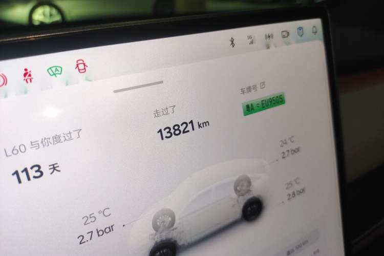 Used ONVO L60 2025 Model—60 kWh Rear-Wheel-Drive Version Odometer Close Up