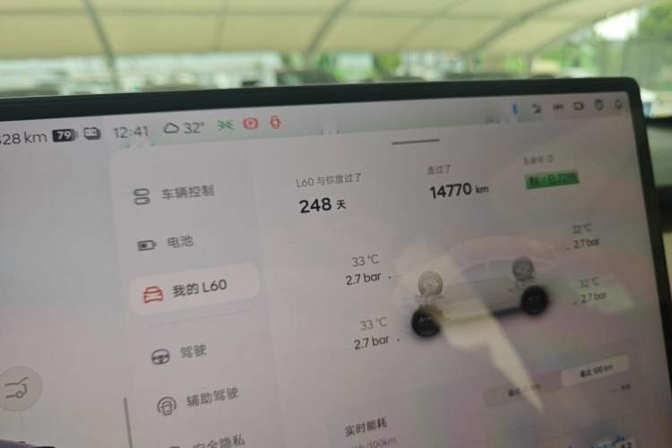 Used ONVO L60 2025 Model—60 kWh Rear-Wheel-Drive Version Odometer Close Up
