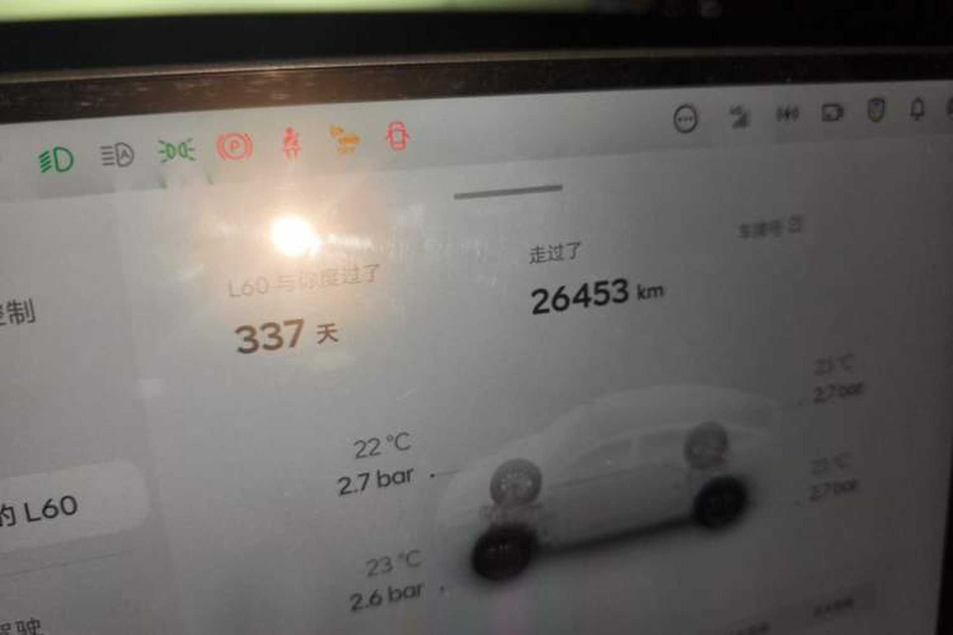 Used ONVO L60 2025 Model—60 kWh Rear-Wheel-Drive Version Odometer Close Up