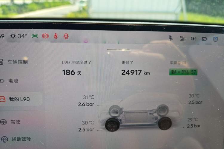 Used ONVO Luxeed L90 2025 Model—Ultra Six-Seater Version Odometer Close Up
