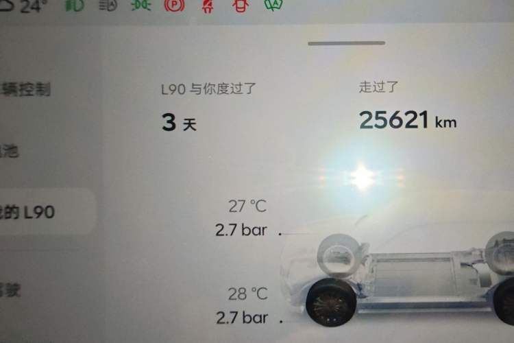 Used ONVO Luxeed L90 2025 Model Max Six-Seater 60-degree Battery Edition Odometer Close Up