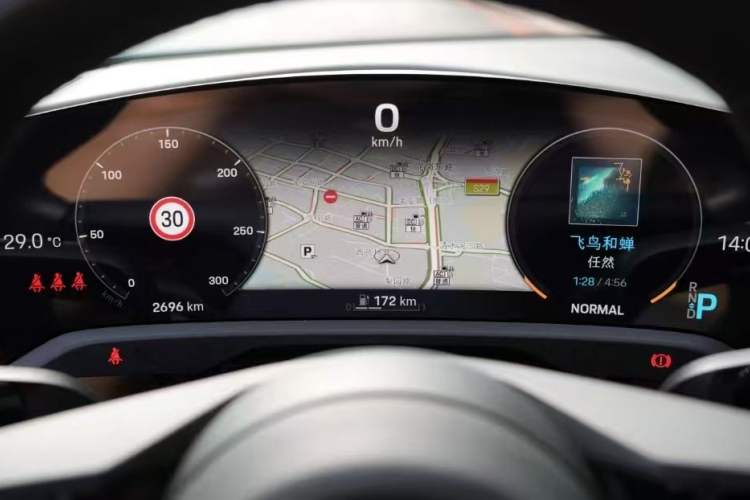 Used Porsche Taycan 2022-Year Updated Taycan Odometer Close Up