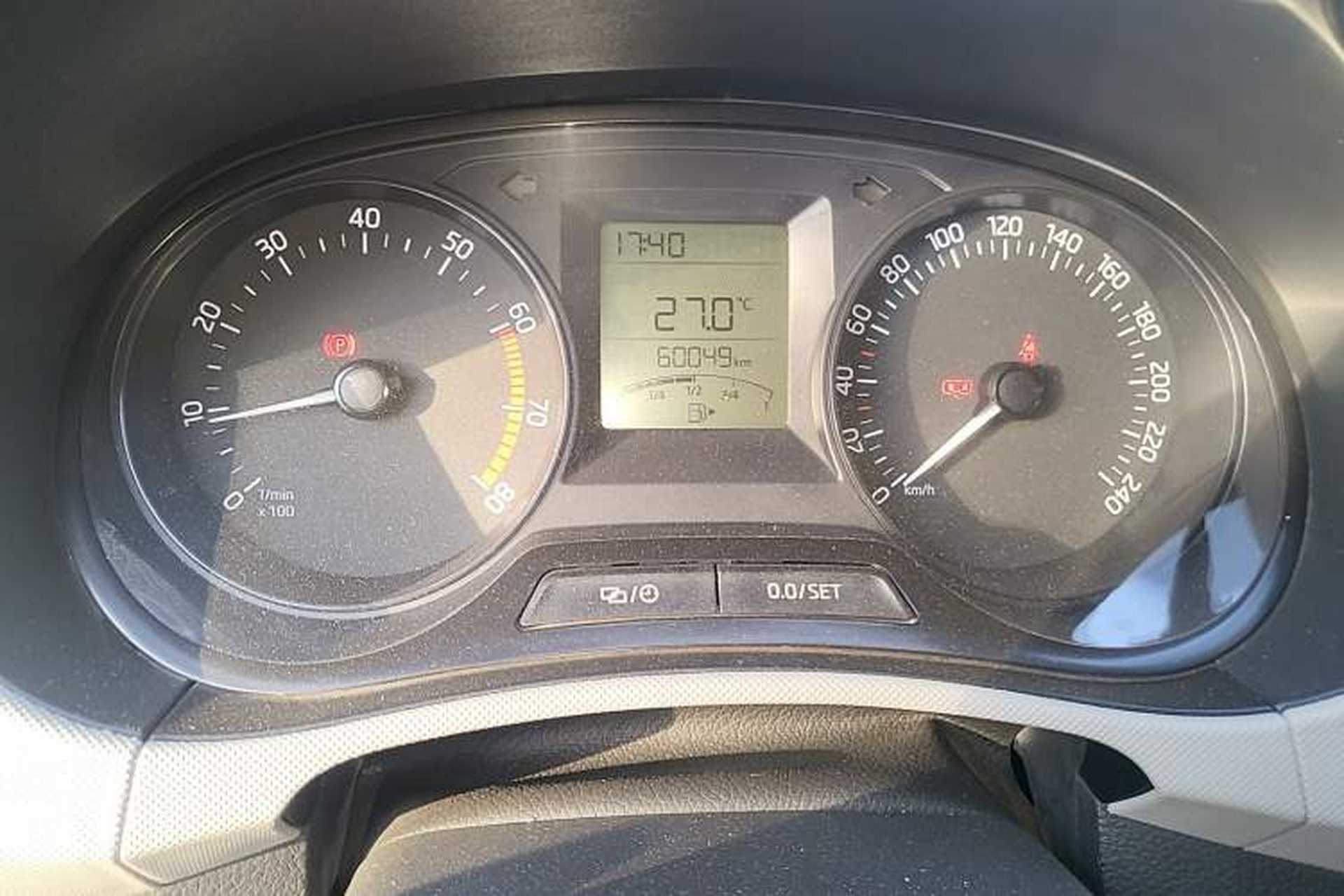 Used Skoda Fabia 2015 1.4L Manual Front-Wheel Drive Model Odometer Close Up