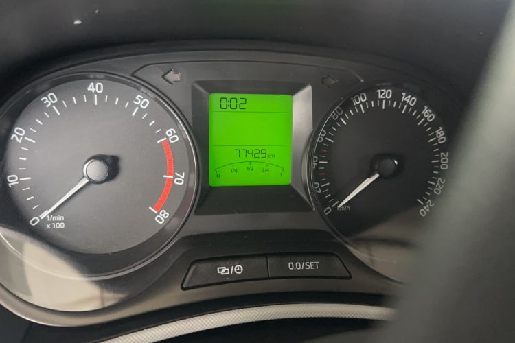 Used Skoda Fabia 2015 1.4L Manual Front-Wheel Drive Model Odometer Close Up