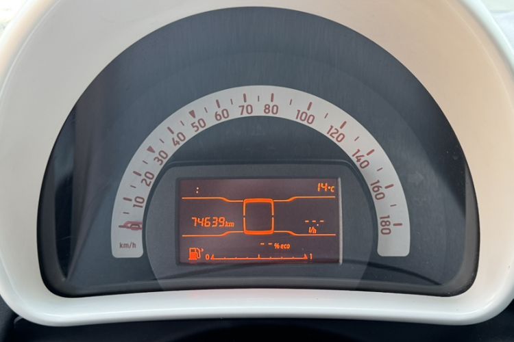 Used smart forfour 2016 1.0L 52 kW Dynamic Edition Odometer Close Up
