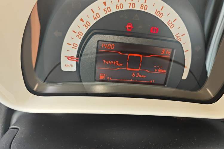 Used smart fortwo 2015 1.0L 52 kW hardtop Dynamic version Odometer Close Up