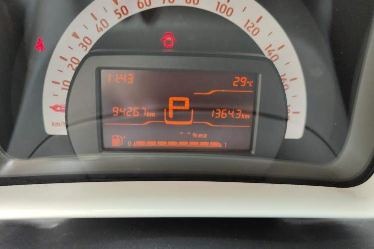 Used smart fortwo 2015 1.0L 52 kW hardtop Dynamic version Odometer Close Up